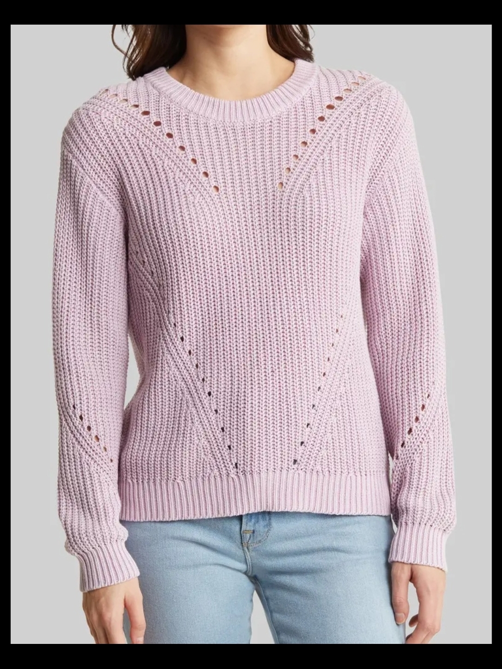 Marine Layer Lavender Crochet-Detail‎ Crewneck Sweater